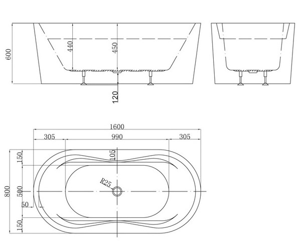 ванна акриловая BELBAGNO BB407 160х80